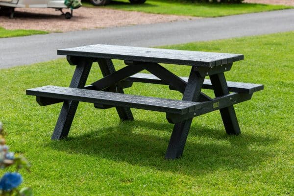 Sustainable recycled plastic Plymouth picnic bench by DCW Polymers durable long-lasting