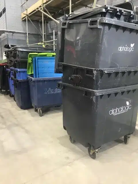 Wheelie bins ready for recycling