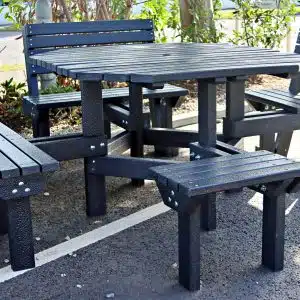 Wellington picnic bench with all 4 seat options.