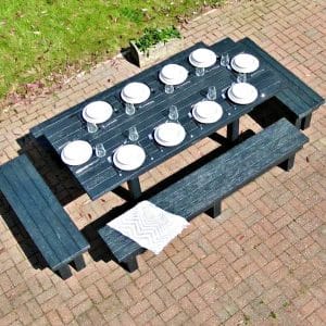 Padstow large luxury outdoor dining set handmade from recycled plastic, sustainable and durable, Padstow Large Dining Set
