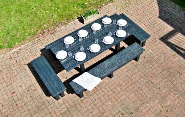 Padstow large luxury outdoor dining set handmade from recycled plastic, sustainable and durable, Padstow Large Dining Set