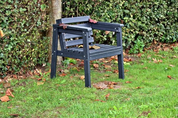 Recycled Plastic Garden Chair | 600mm Seat Width | Black | Sustainable & Comfortable
